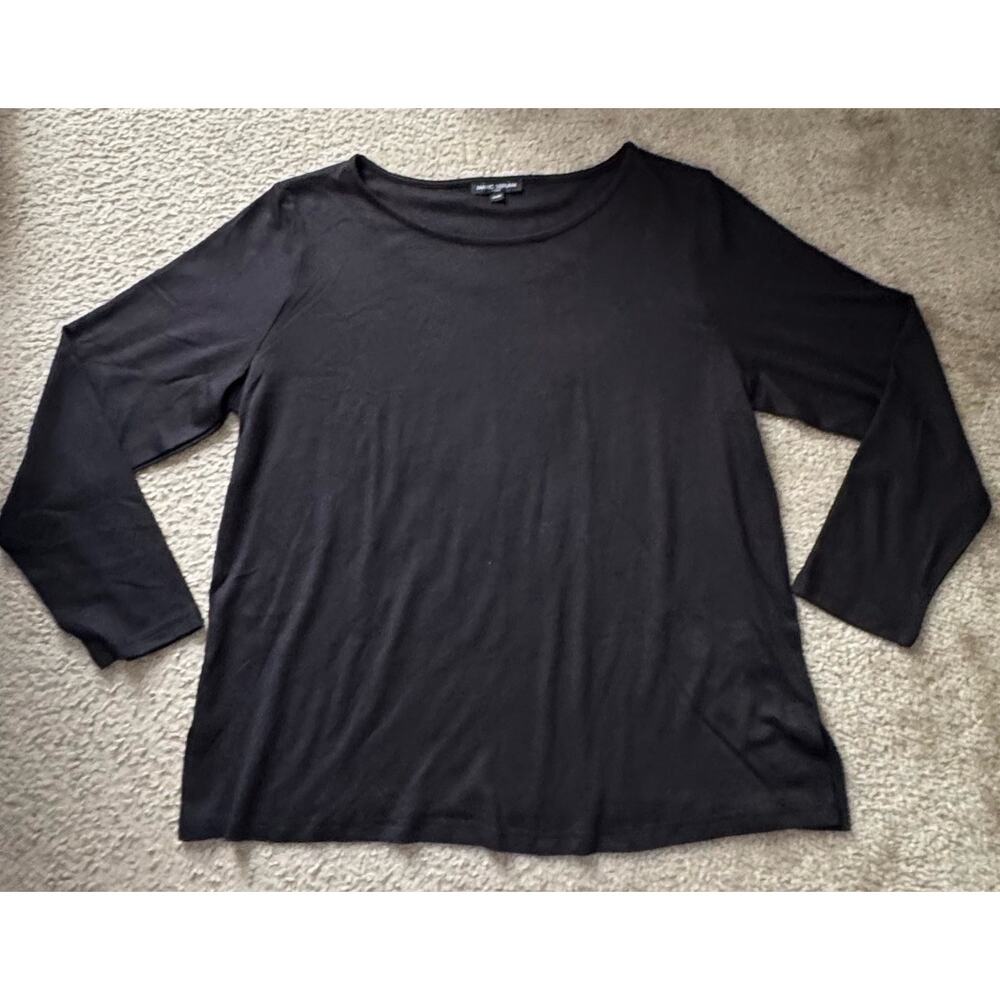 Mario Serrani Womens Medium Top Black Crew Neck Long Sleve Soft Knit New